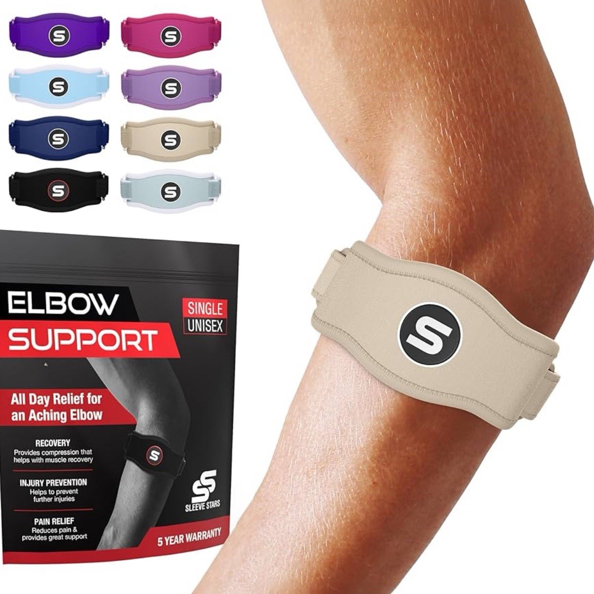 Sleeve Stars Tennis Elbow Brace for Men & Women, Elbow Brace for Tendonitis X2