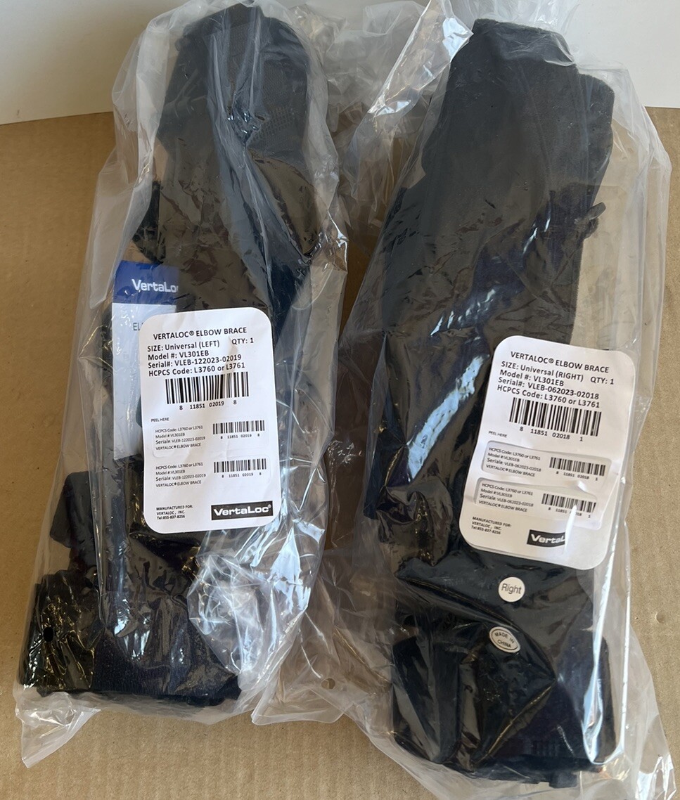 PAIR Of NEW VertaLoc ELBOW BRACE Orthosis Strap Locking Universal Size VL301EB
