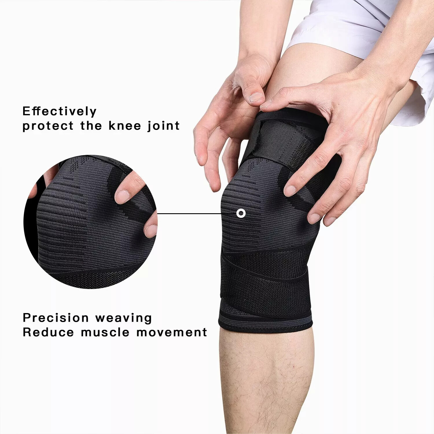 2× Knee Brace Compression Sleeve w/ Strap Pain Relief Knee Support Arthritis USA