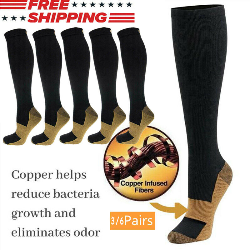 (6 Pairs ) Compression Socks Relief Stockings Graduated Support Men’s Women’s US