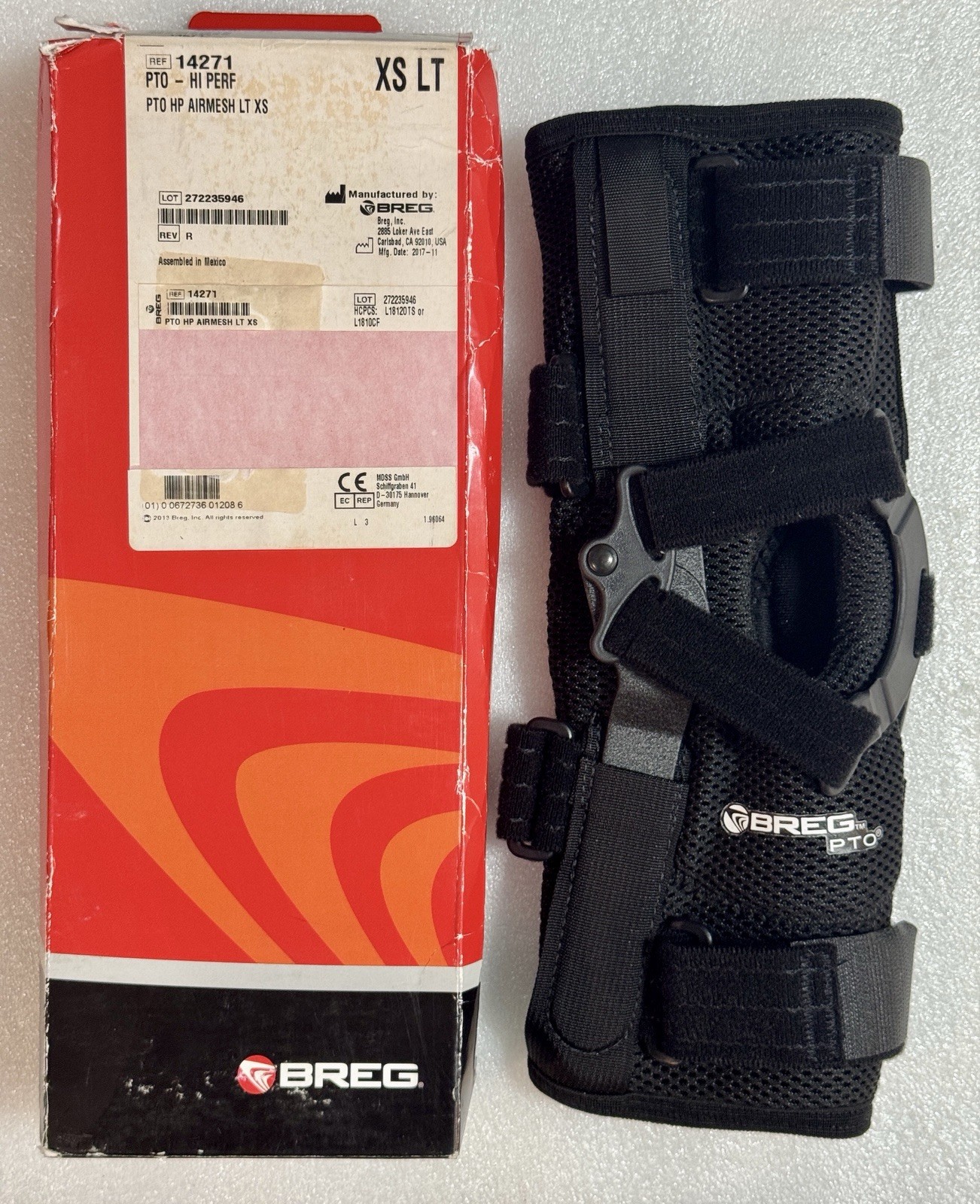 BREG PTO HIGH PERFORMANCE SOFT AIRMESH KNEE BRACE (LEFT) – XS (14271)