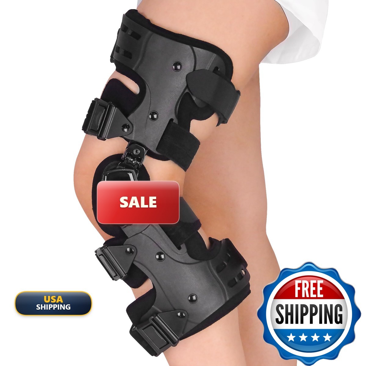 FocuBoody KB012-LB Unloader Knee Brace Black (Left Leg)
