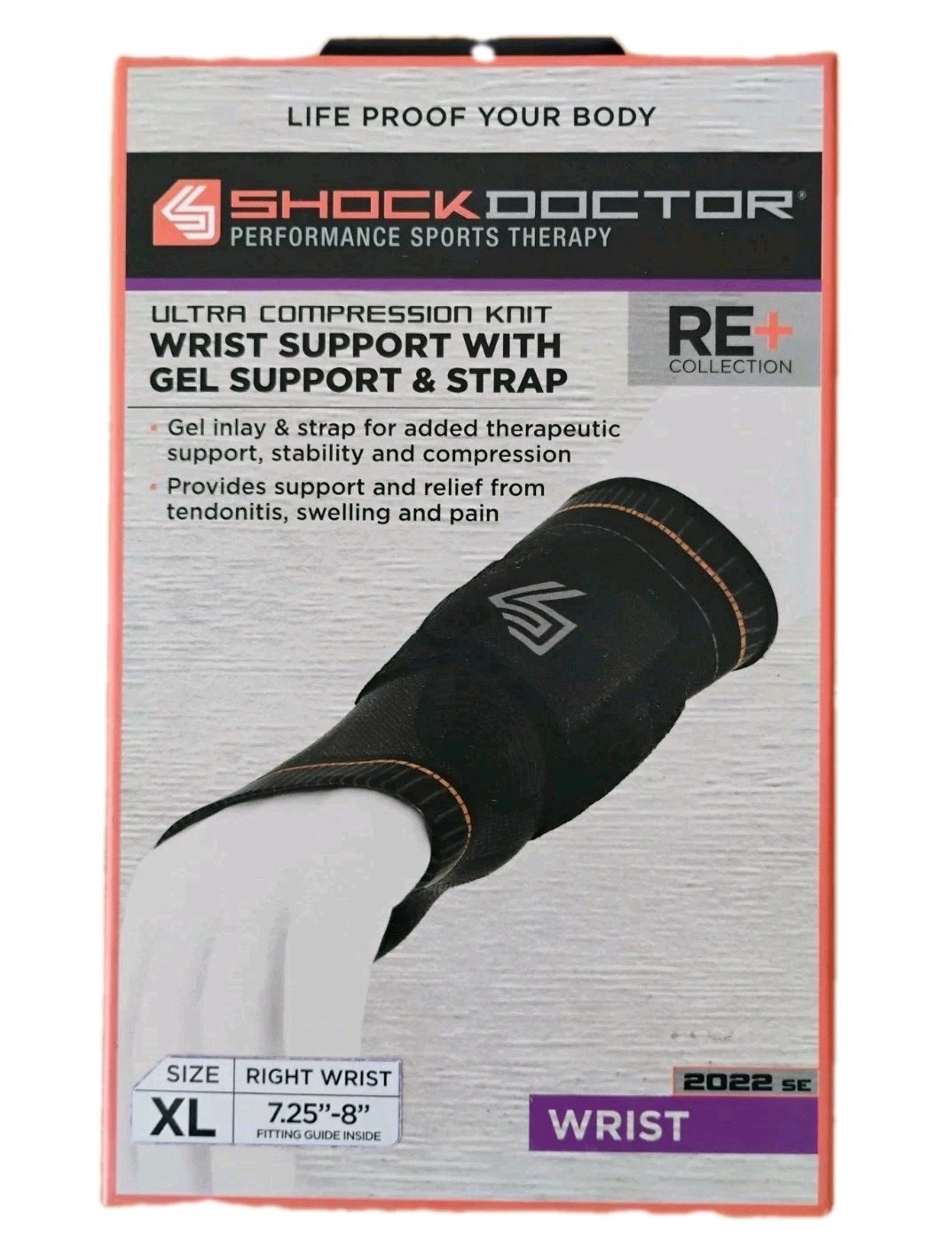 Shock Doctor Right Wrist Support with Gel and Strap Size XL 7.25″ – 8″ Brand NEW