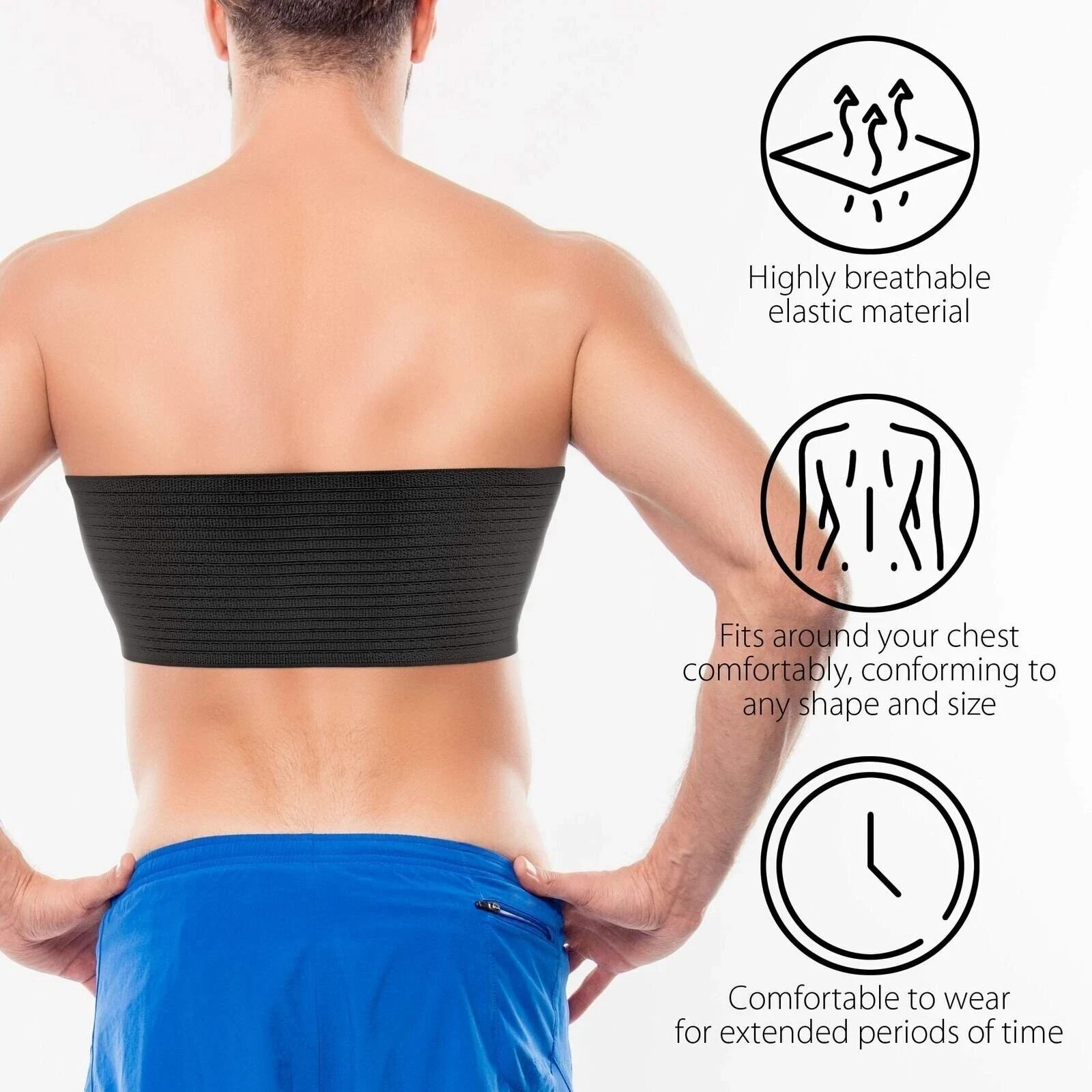 5.25″ Broken Rib Brace- Elastic Chest Wrap Compression Support Belt Post Surgery