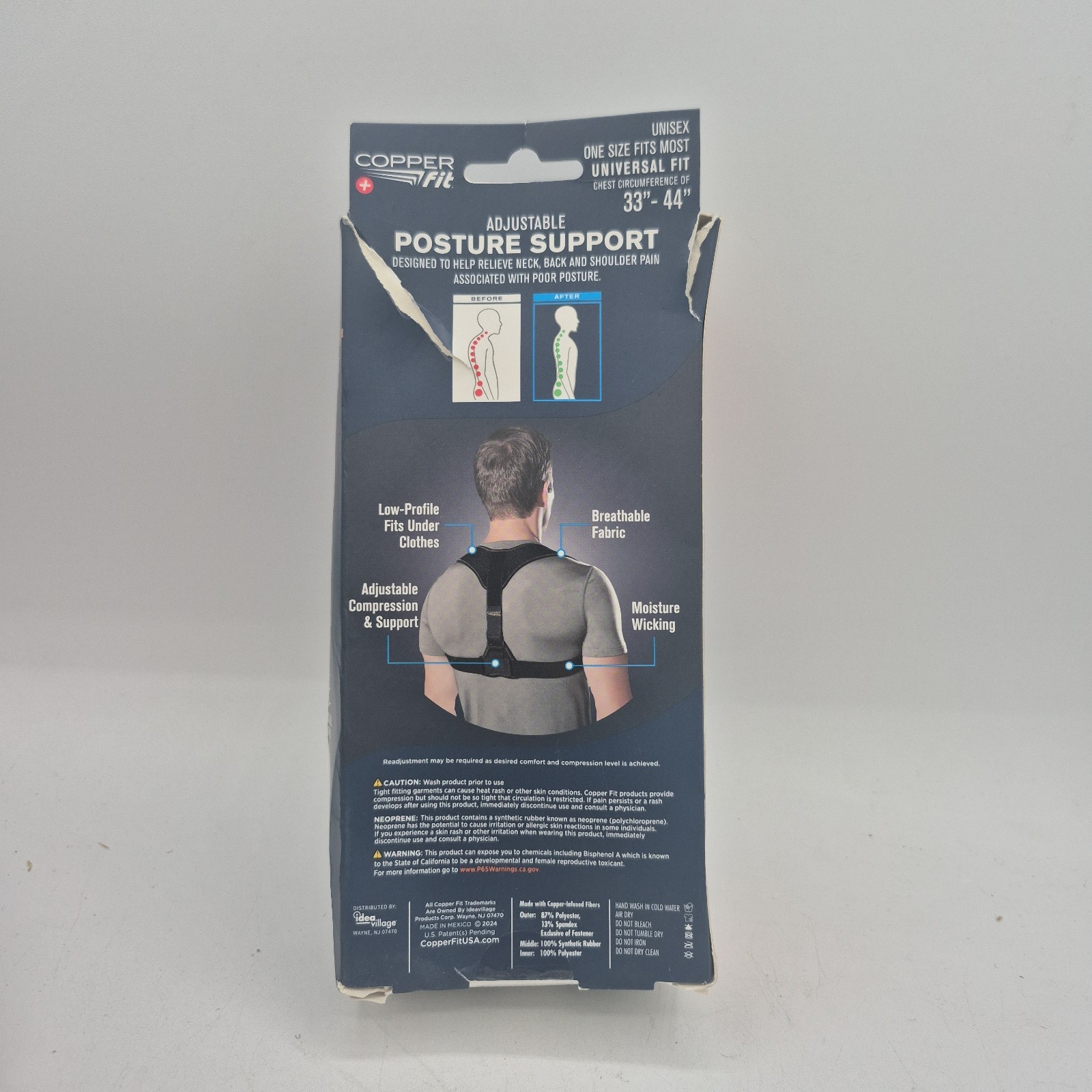 Adjustable Posture Support Chest 33″-44″ Wear Under Clothes Lightweight Openbox