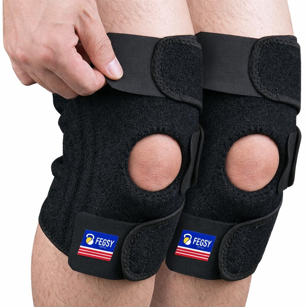 FEGSY 2pcs Adjustable Knee Brace Support for Pain Relief & Protection