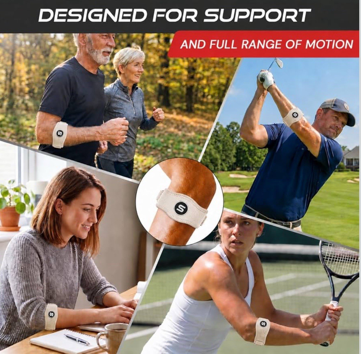 Sleeve Stars Tennis Elbow Brace for Men & Women, Elbow Brace for Tendonitis X2