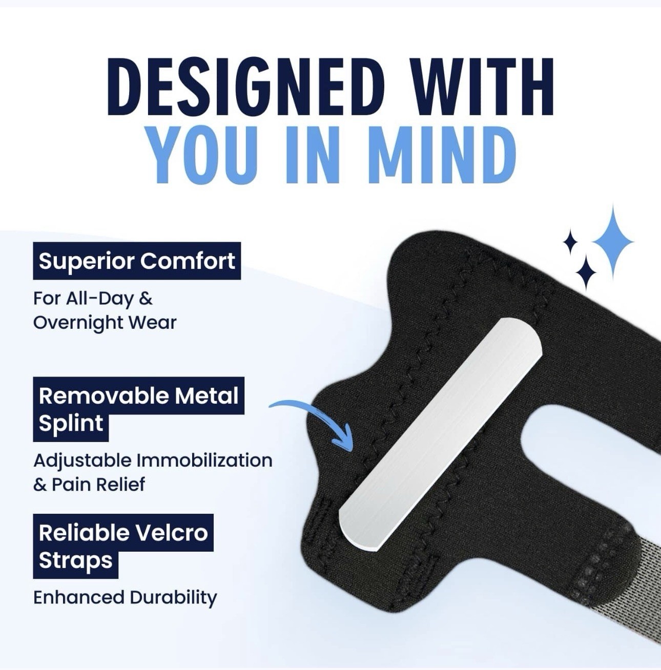 Dr. Frederick’s Original Grey Padded Finger Splint (2-Count) Adjustable Support