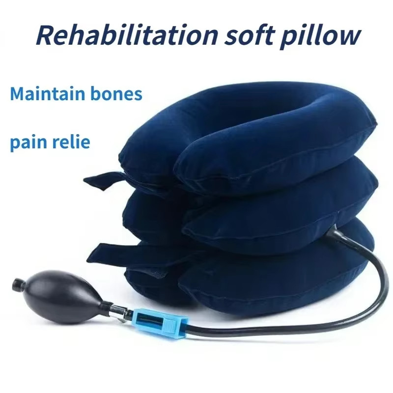 Blue Tubes Inflatable Neck Stretcher Air Cervical Traction Support Brace