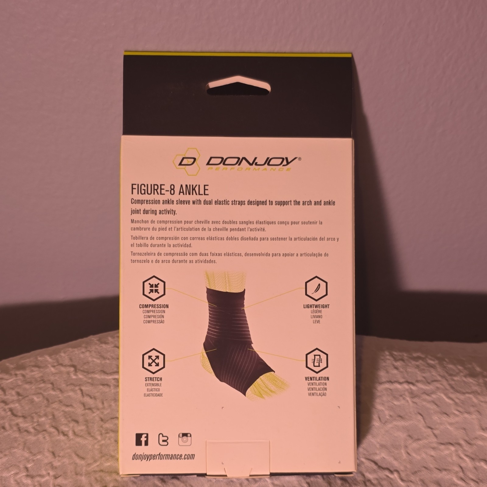 DonJoy Performance Figure-8 Ankle Brace Size L Black Compression Stabilization