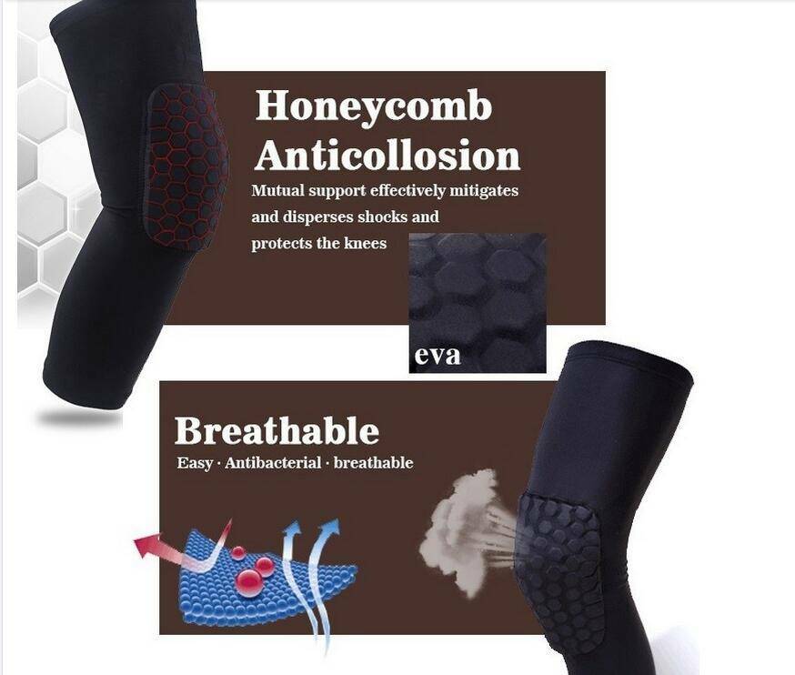 Basketball Knee Pads Protector Compression Sleeve Honeycomb Foam Brace Fitness