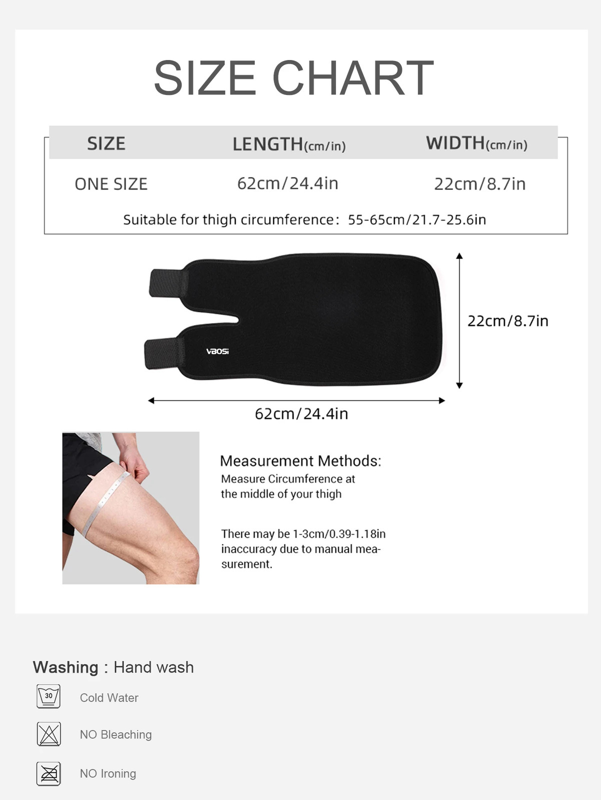 1 Pc Women Men Neoprene Adjustable Breathable Thigh Support Sleeve – One Size Fi