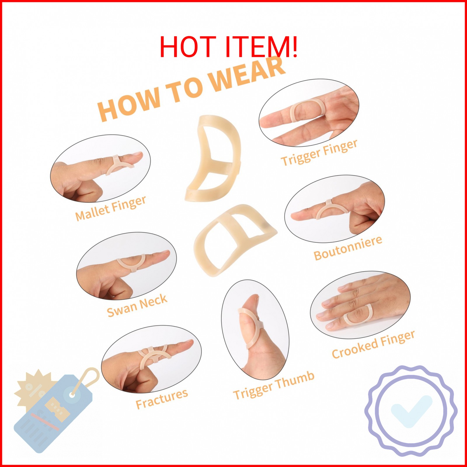 CAGSIG Oval Finger Splints, 5PCS Oval Trigger Finger Splint for Trigger/Mallet/A