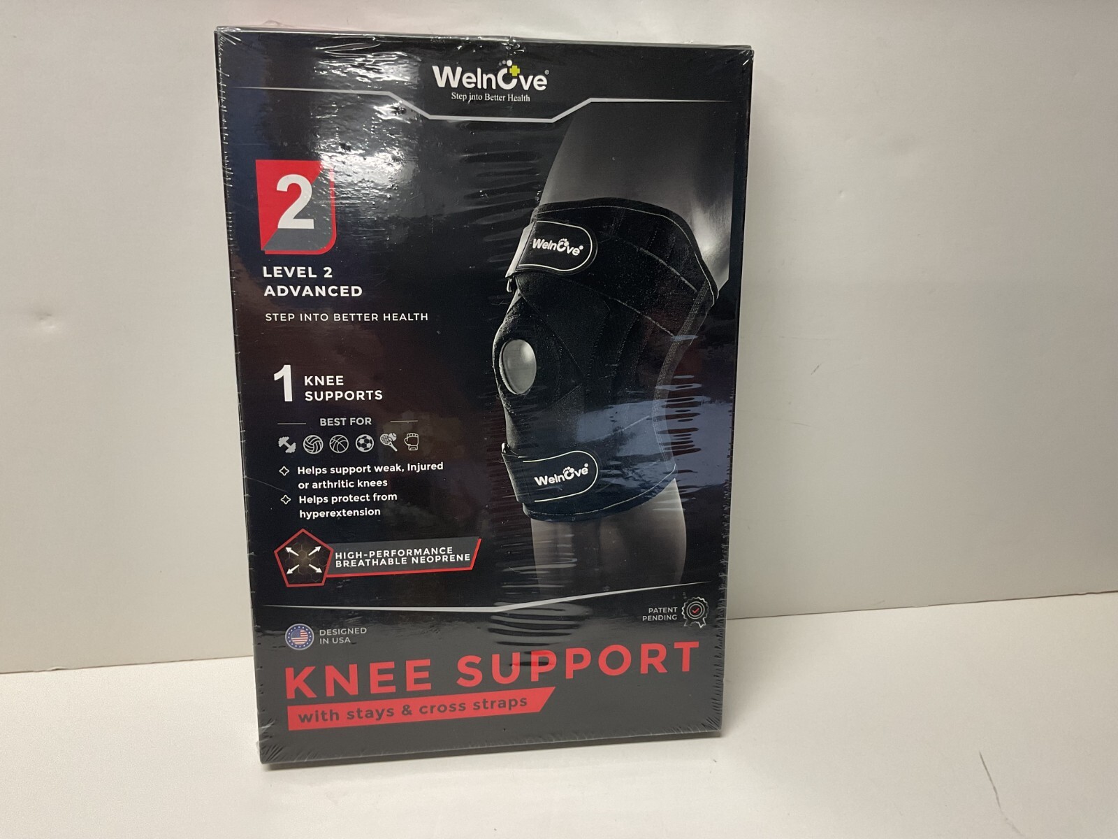 WELOVE Knee Brace Support & Compression – Cross Straps for Stability – Large-NEW