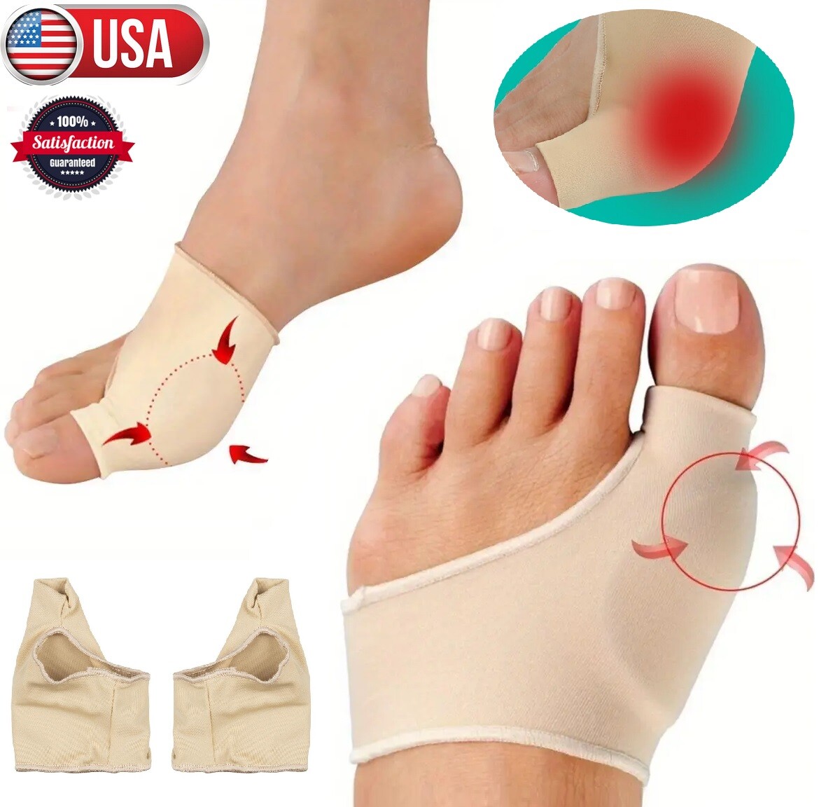 2Pairs Bunion Corrector and Bunion Relief Sleeve Gel Pad Bunion Relief Splint US