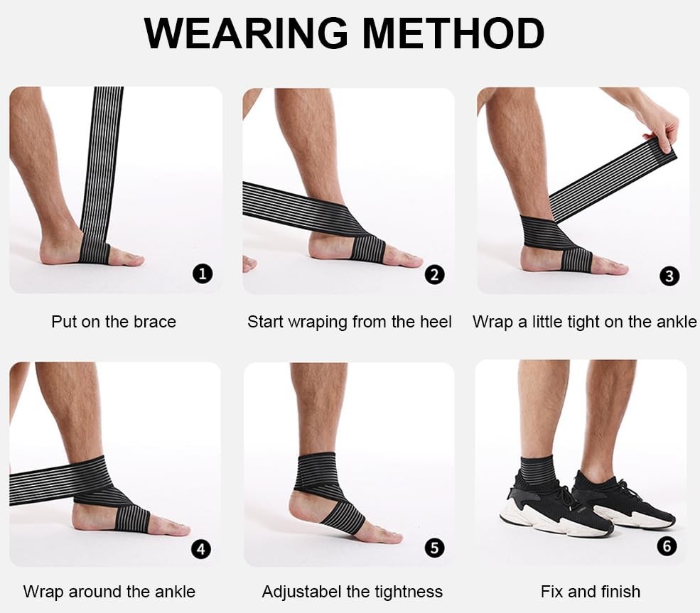 2 Pcs Ankle Compression Sleeve Braces Arch Support Wraps for Plantar Fasciitis