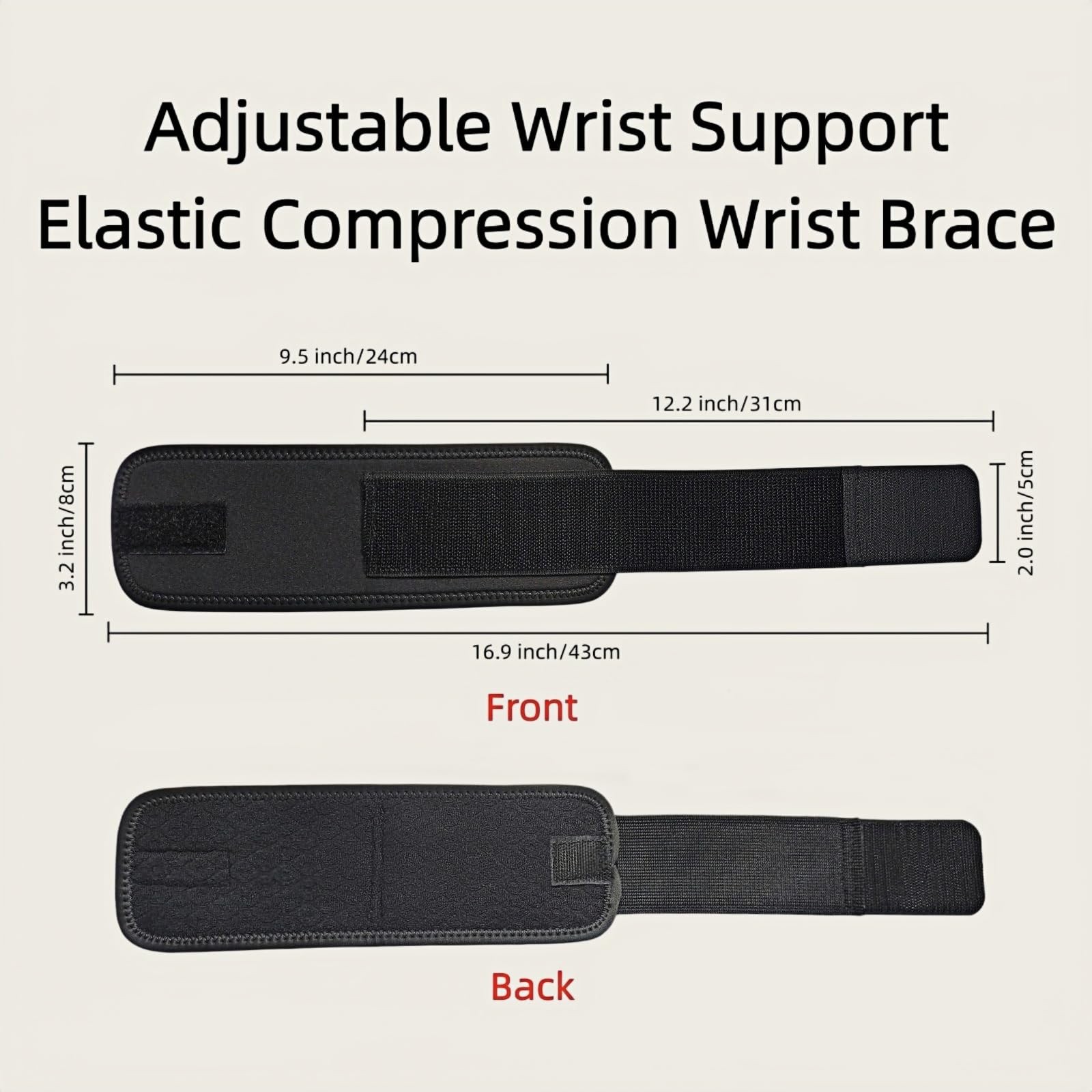SUXEOTS Adjustable Wrist Support Brace, Compression Wraps for Men Black