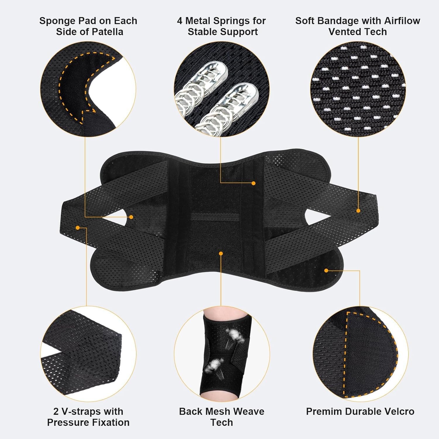 Knee Brace with Side Stabilizers, Professional Knee Compression Support Brace…