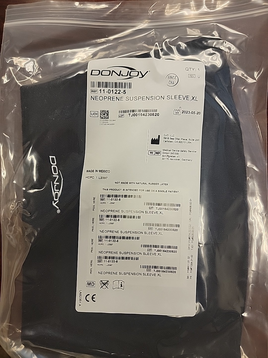 Donjoy Neoprene Suspension Sleeve XL 11-0122-5
