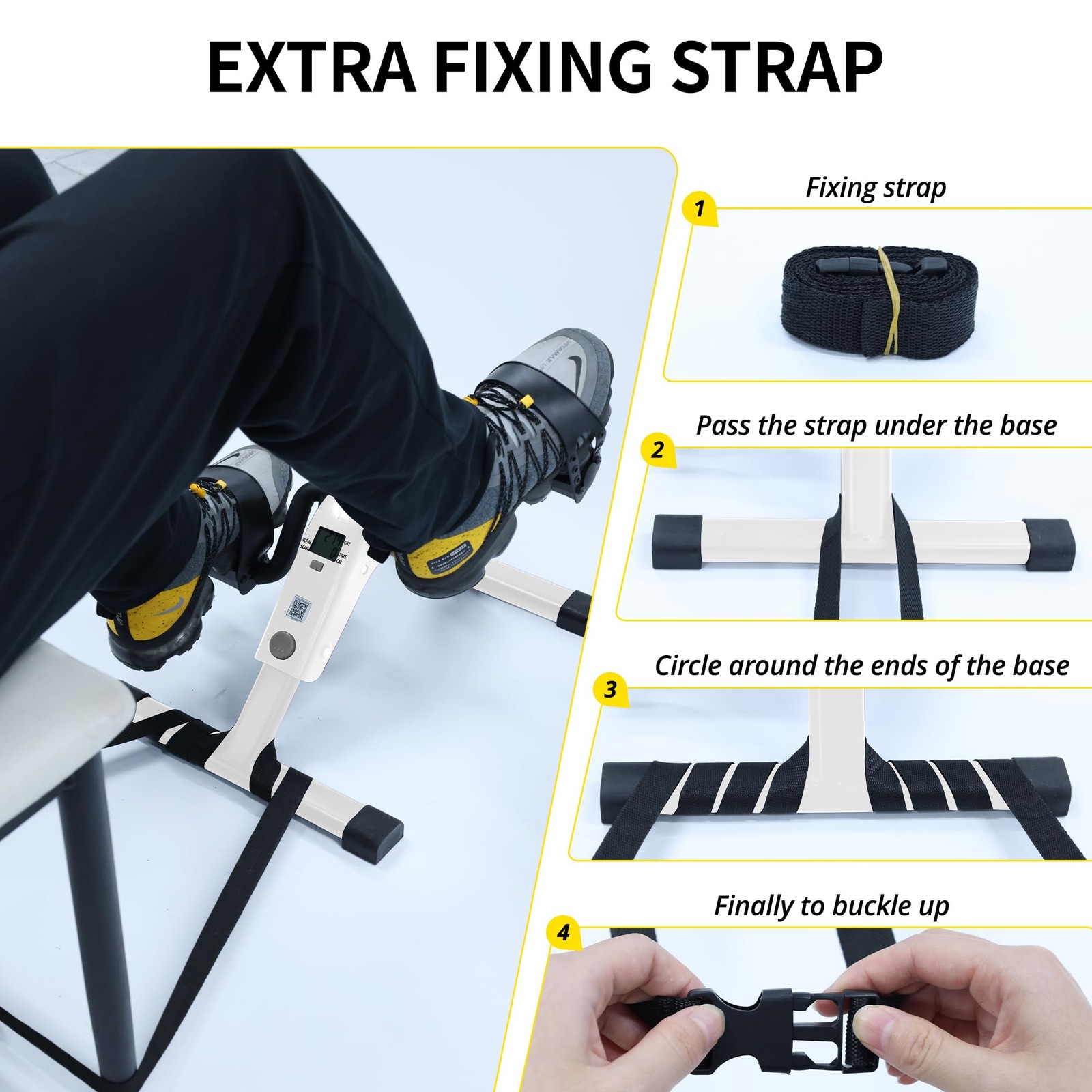 MOMODA Under Desk Bike Pedal Exerciser with LCD Display Portable Mini White