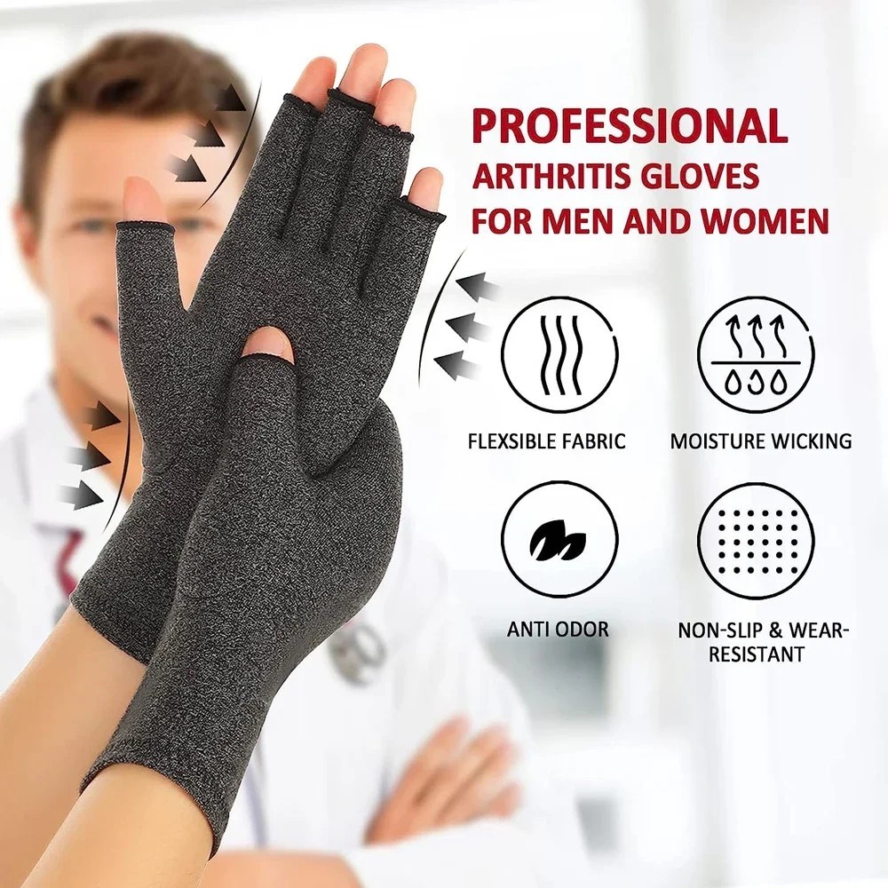 Arthritis Compression Gloves Fingerless Hand Support for Carpal Tunnel Pain Reli