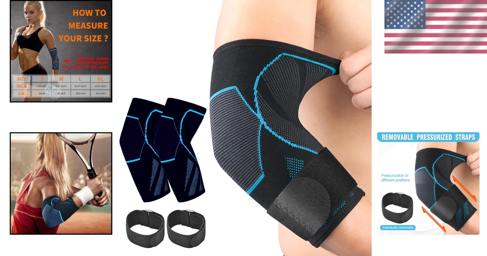 Upgraded 3D Elbow Compression Sleeve – Supports Tennis Elbow & Tendonitis Relief