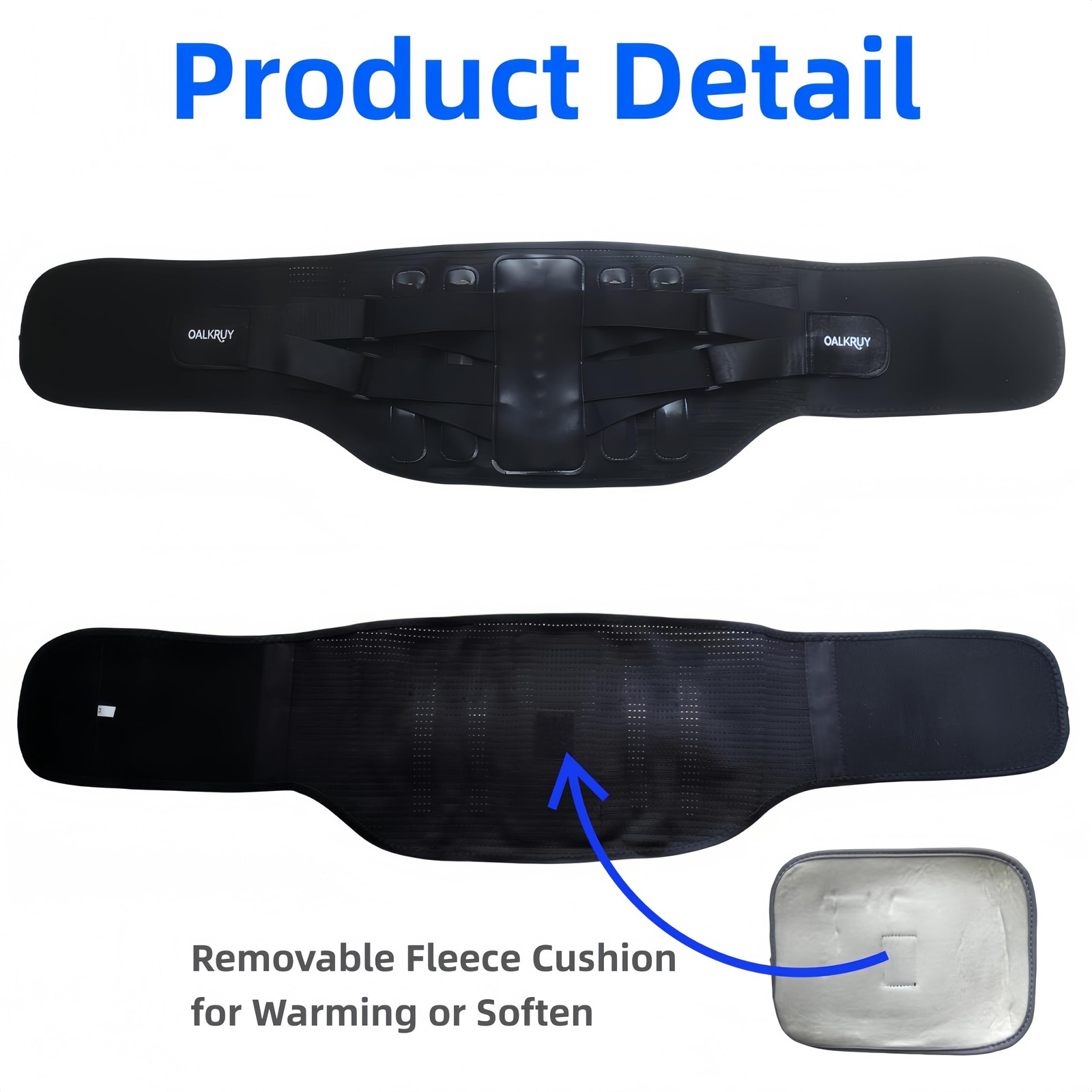 OALKRUY Back Brace, Adjustable Lumbar Support Belt for Men and Large, Black
