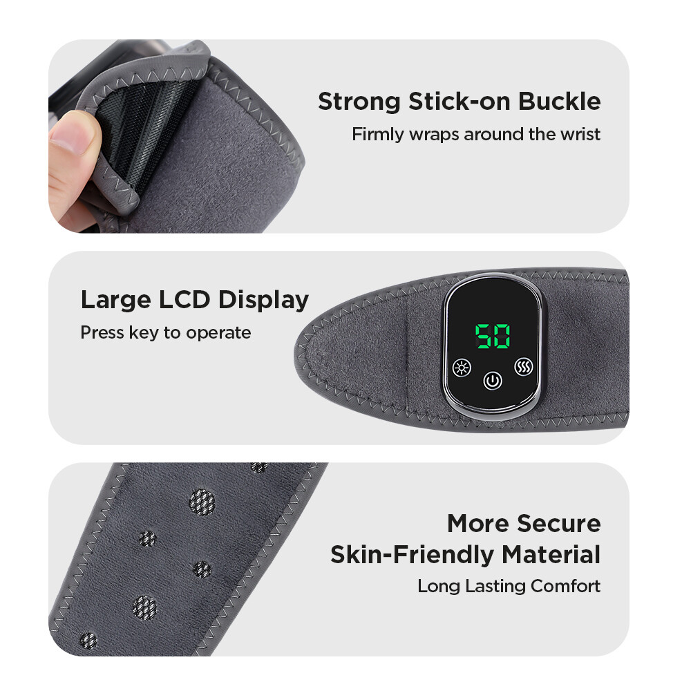 Electric Vibration Heating Wrist Massage Hand Brace Support Pain Relief Therapy