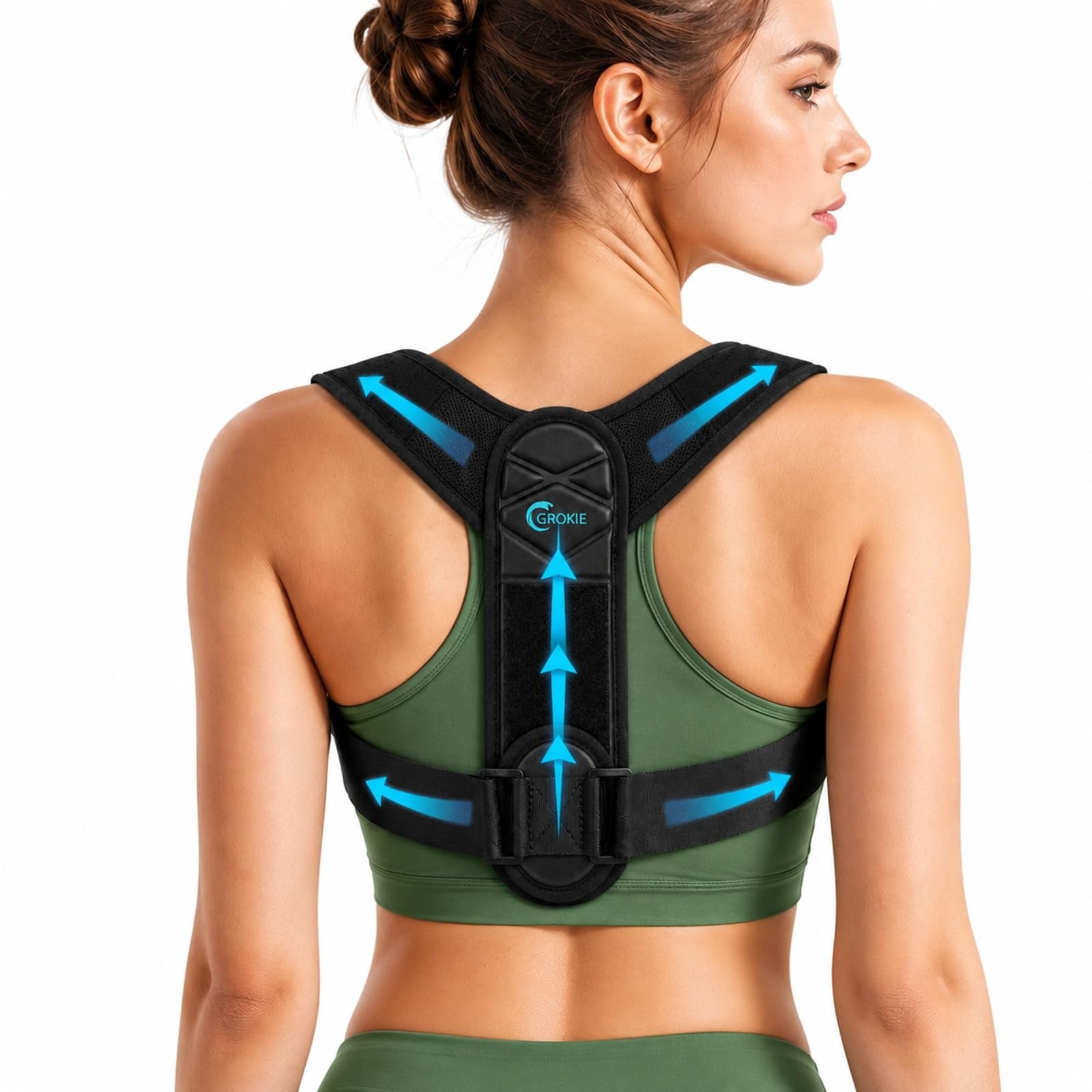 GROKIE Posture Corrector for Women and Men – Back Brace Medium, Black