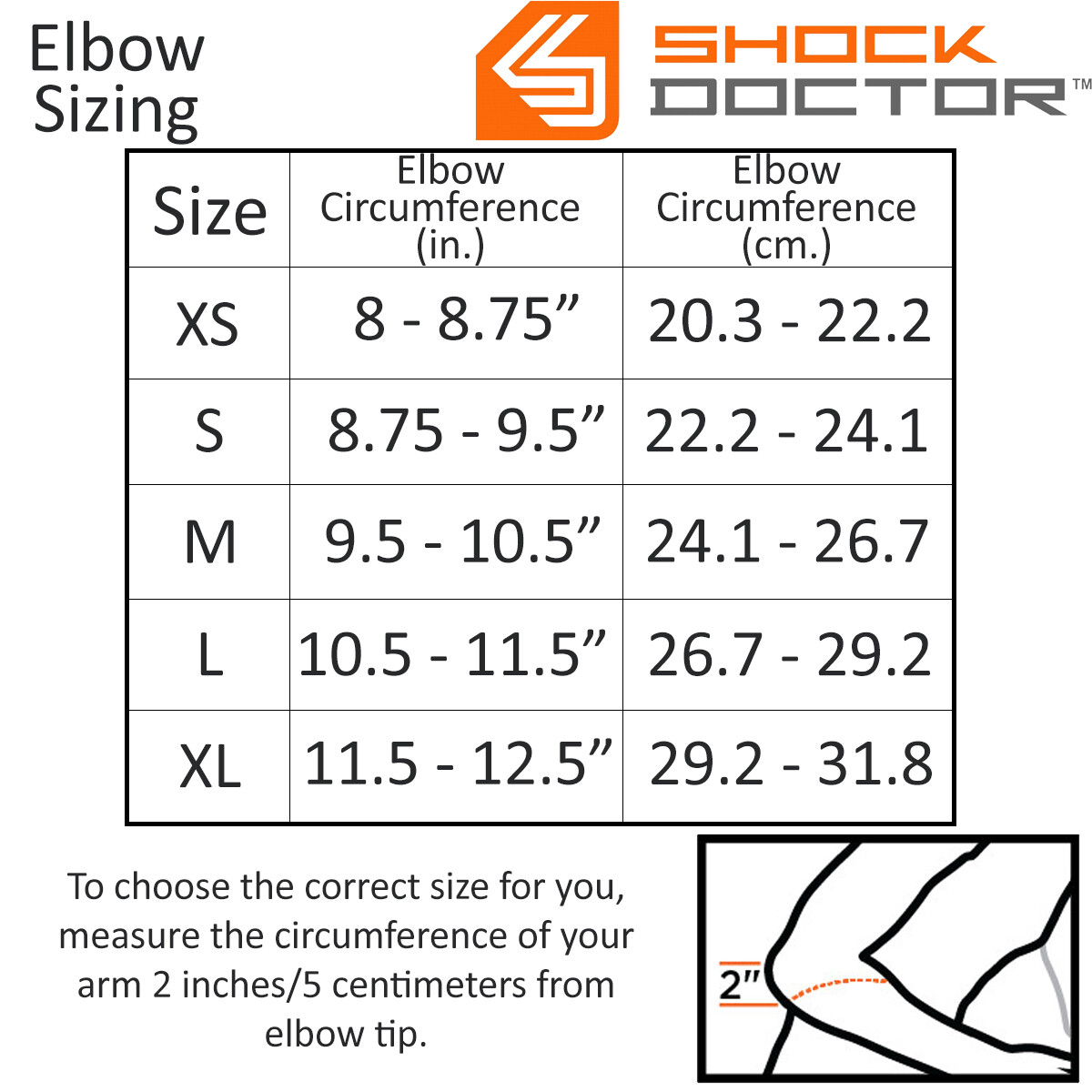 Shock Doctor Elbow Compression Sleeve with Extended Coverage – Black