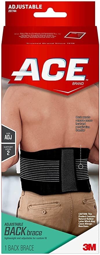 3M Ace Adjustable Back Brace Lightweight Lumbar Abdominal Support Moderate 1 Ct