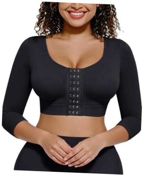 Arm Compression Sleeve Women Post Surgery Front Closure Bra | XX-Large Black