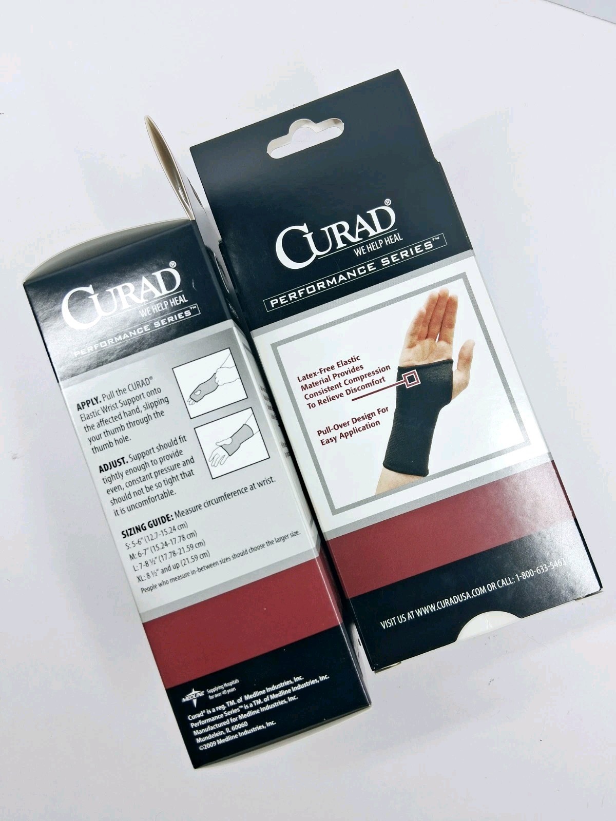 Curad Large Performance Series Wrist Support Band Elastic Black Two Pack