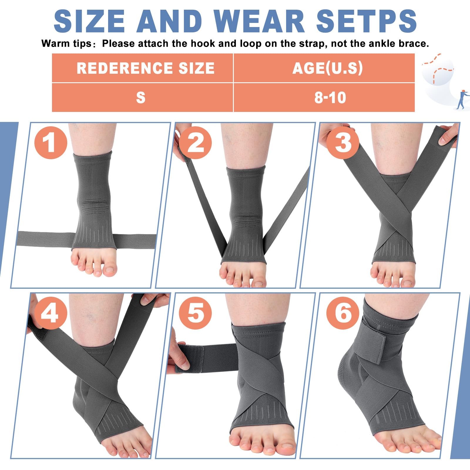 1 Pair Kids Ankle Brace Compression Sleeve Foot Support Guard Small Beige