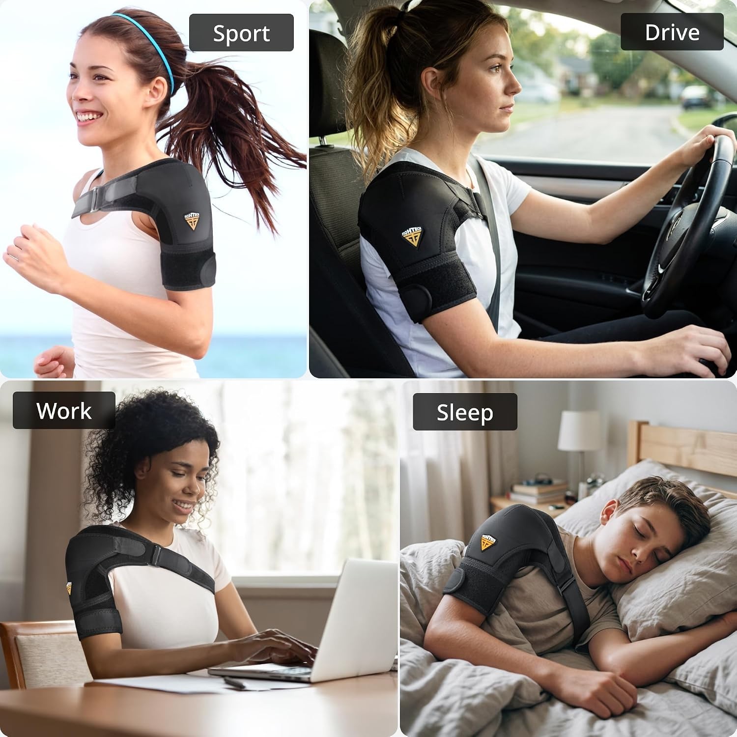 Black Rotator Cuff Support Brace for Men & Women – Adjustable X-Small Size
