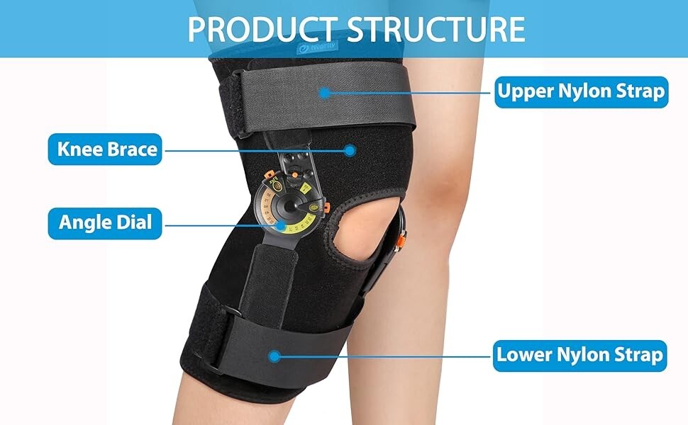 Nvorliy Hinged ROM Knee Brace Adjustable Knee Immobilizer Regular Size