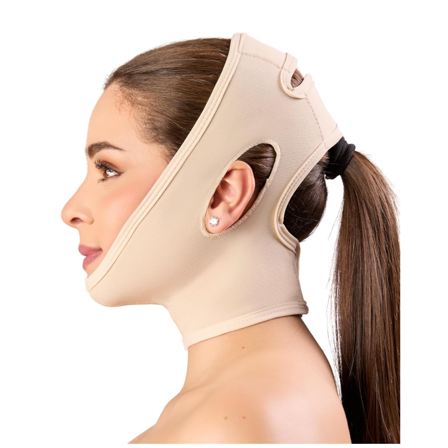 Beige Chin Compression Band for Jawline Definition