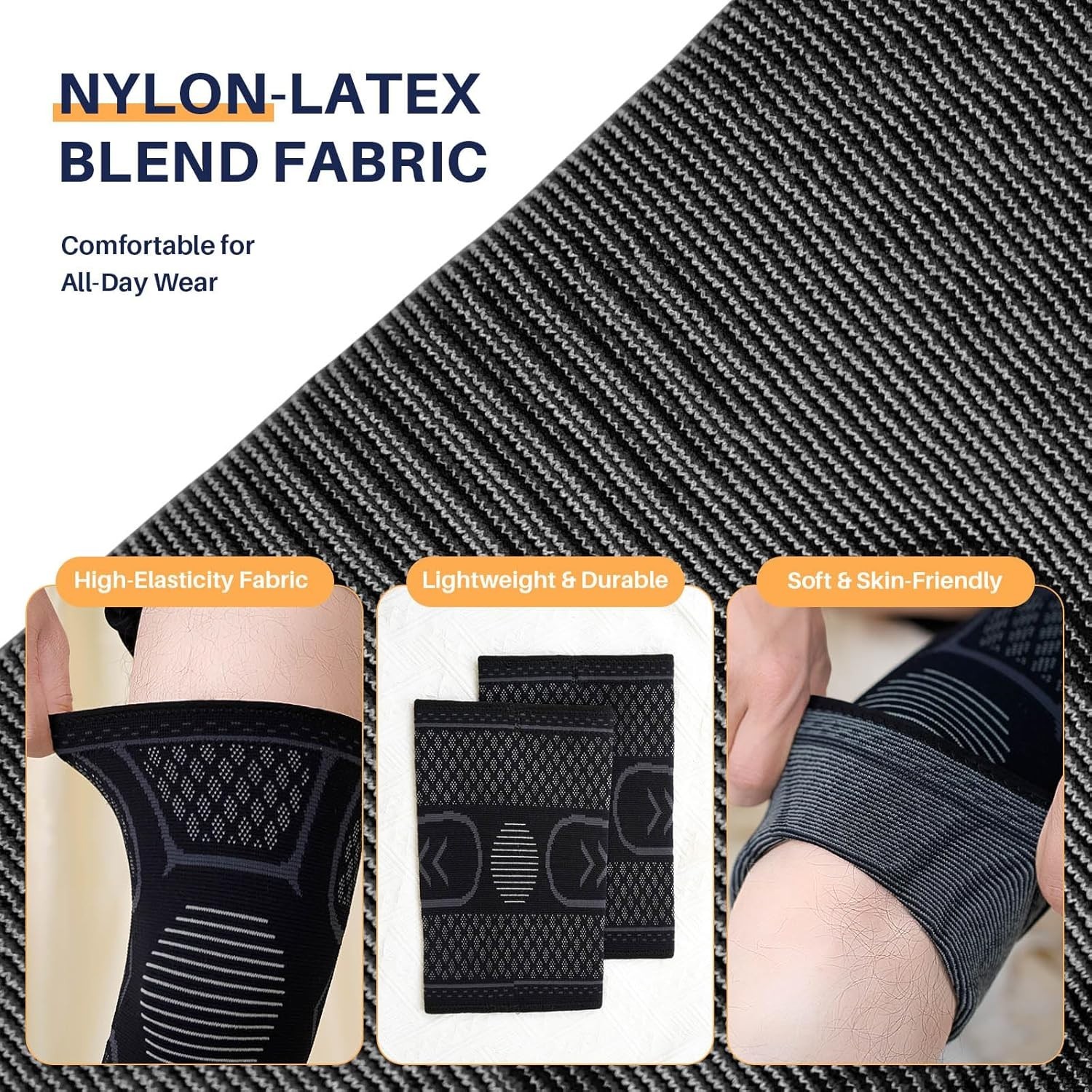 2 Pack Knee Support Sleeve Arthritis Pain Relief, Compression Knee Brace, Black