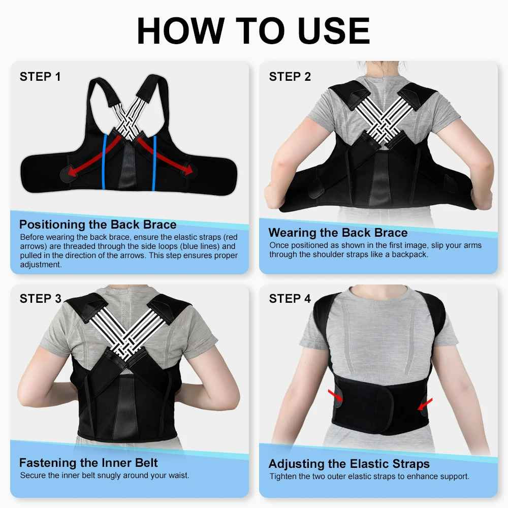 Back Brace Posture Support for Women and Men, Shoulder Straightener Adjustable F