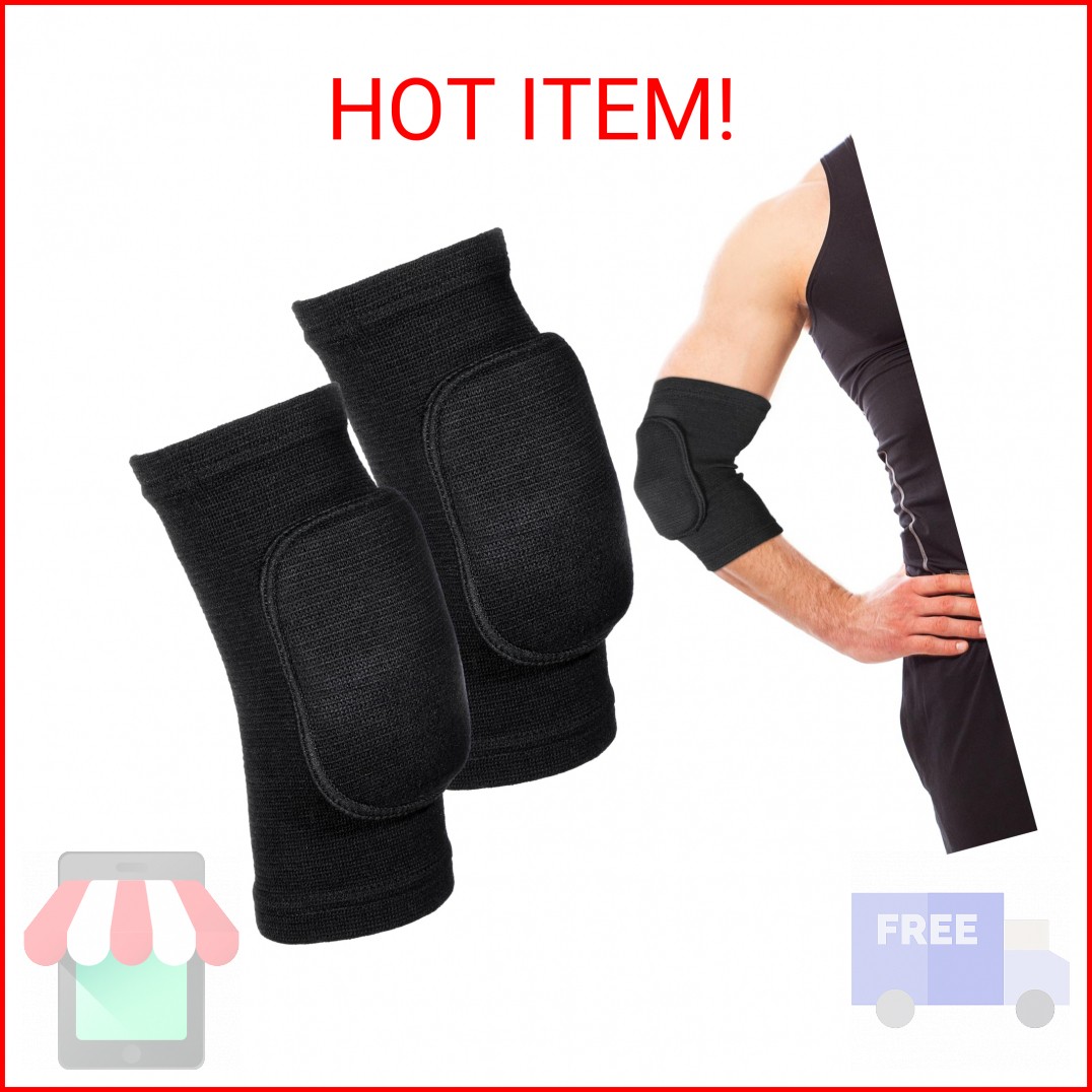LIQWEI 1 Pair Volleyball Elbow Pads, Black Arm Brace Ventilate Sport Elbow Prote