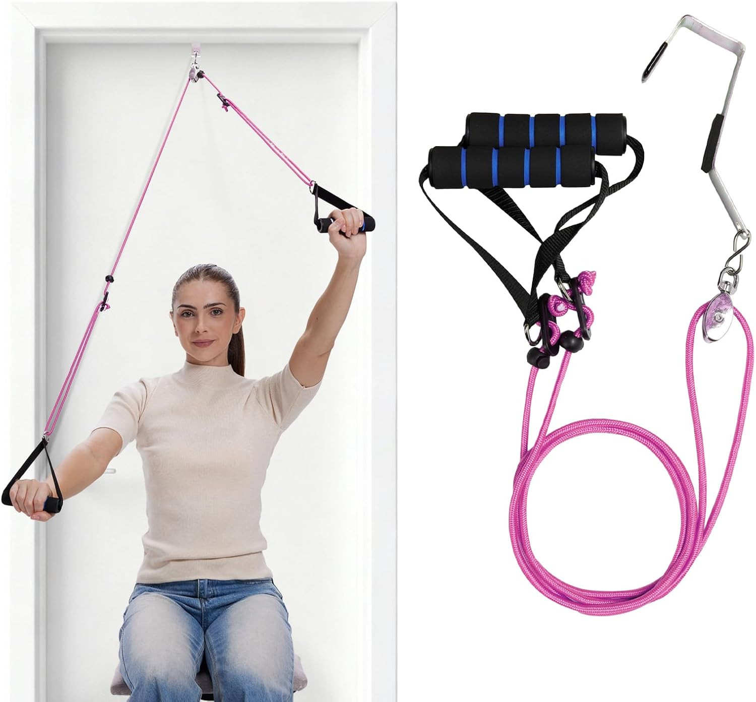Shoulder Pulley Over Door Physical Therapy Rehab Rotator Cuff Arm Exercise ROM
