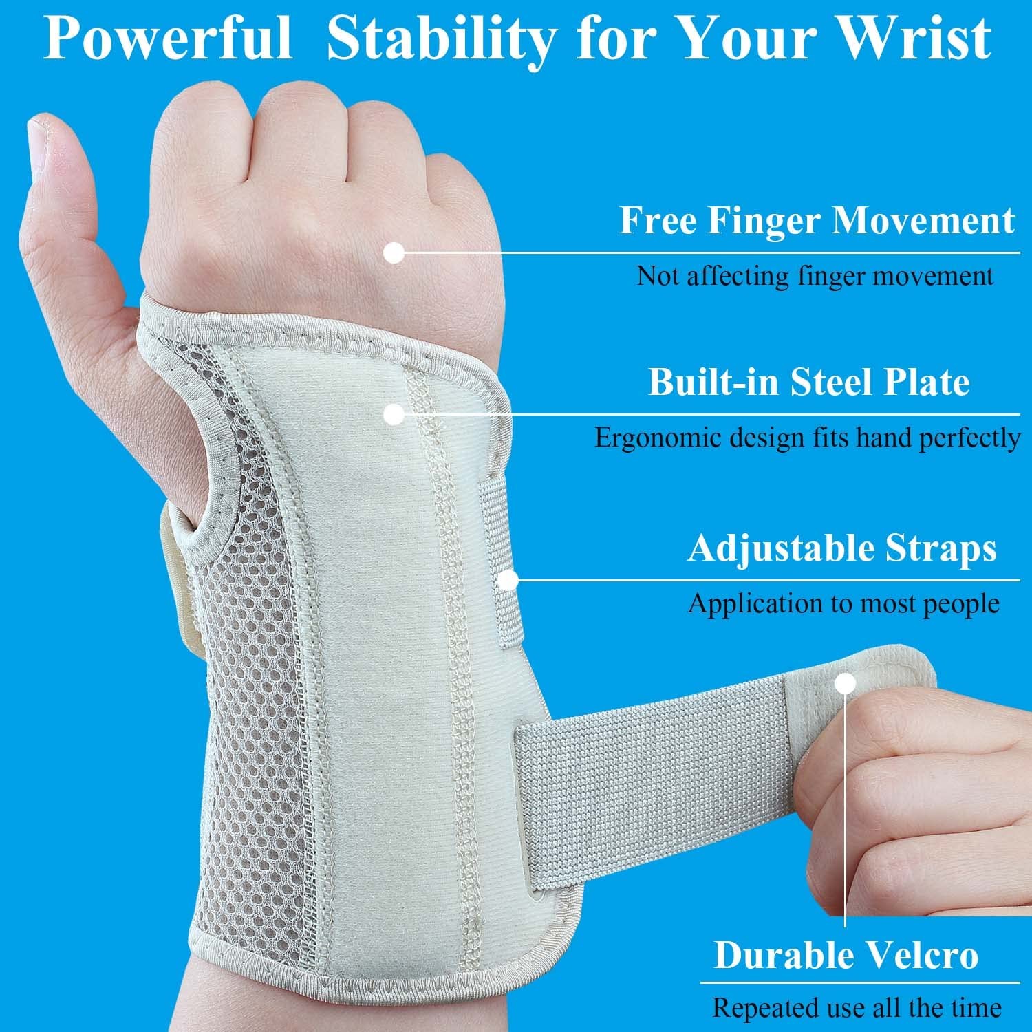 Tianhengyi Khaki Wrist Brace Right L/XL