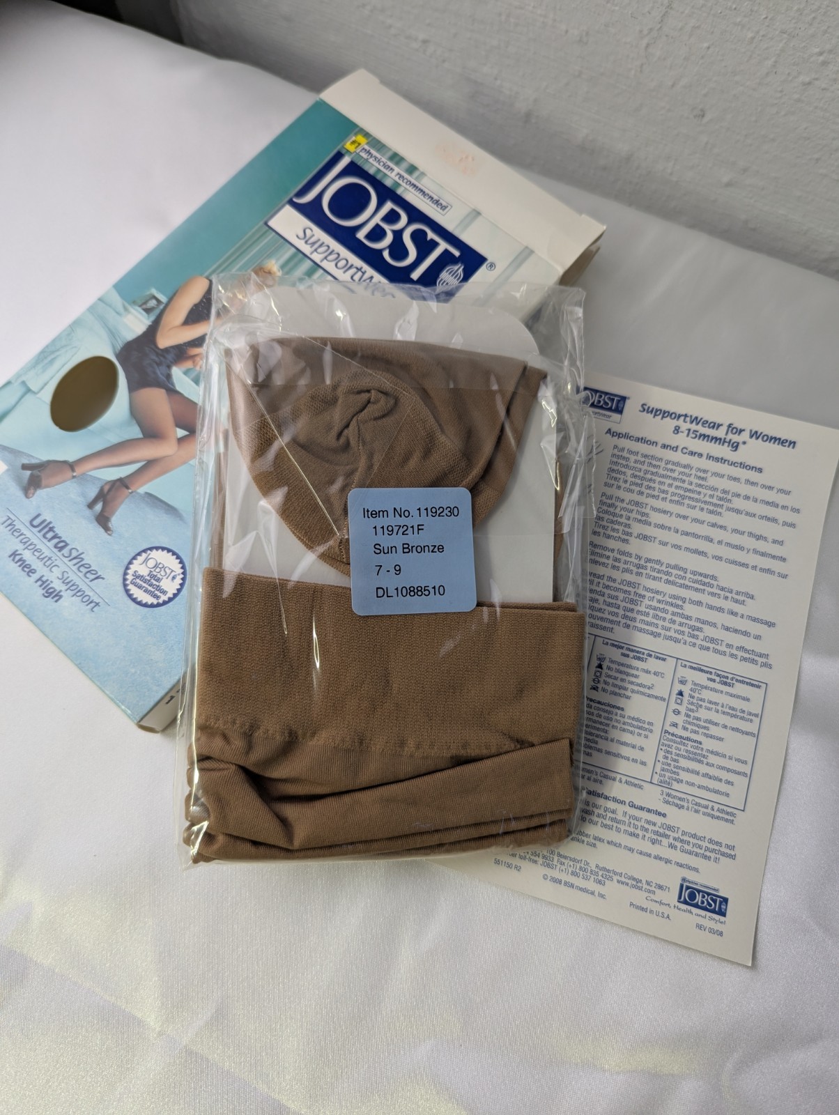 Jobst Mild Compression UltraSheer 8-15 mmHg Sun Bronze Knee Stockings Sz 7-9 NWO