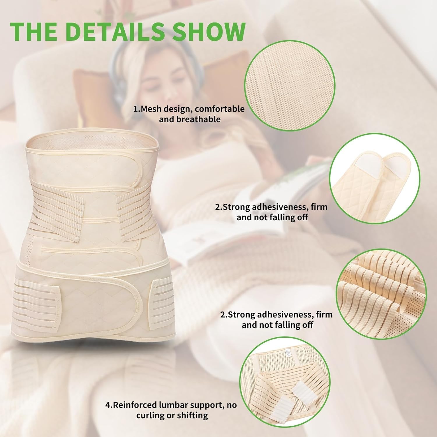 ZOLIQUEX XXX-Large 2 in 1 Postpartum Belly Band Wrap Beige, XXX-Large, Beige