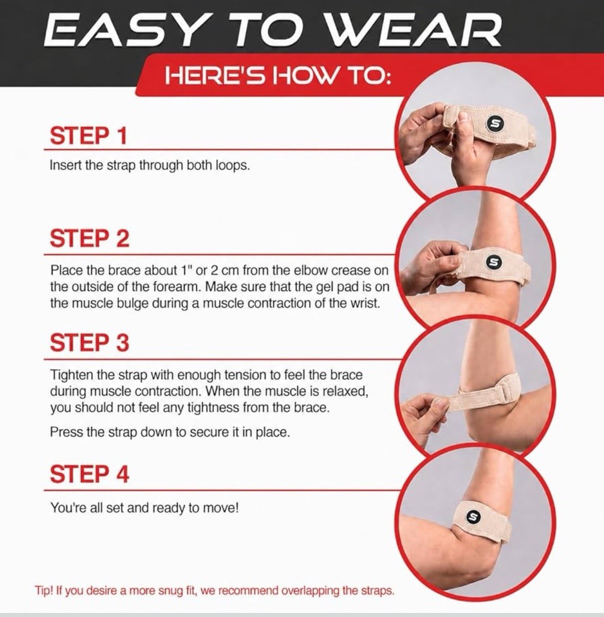 Sleeve Stars Tennis Elbow Brace for Men & Women, Elbow Brace for Tendonitis X2