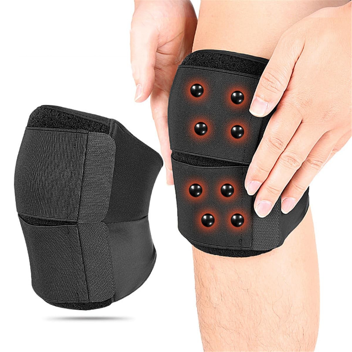 Knee Brace, Adjustable Sports Brace with 20 Built-in Magnets, Black
