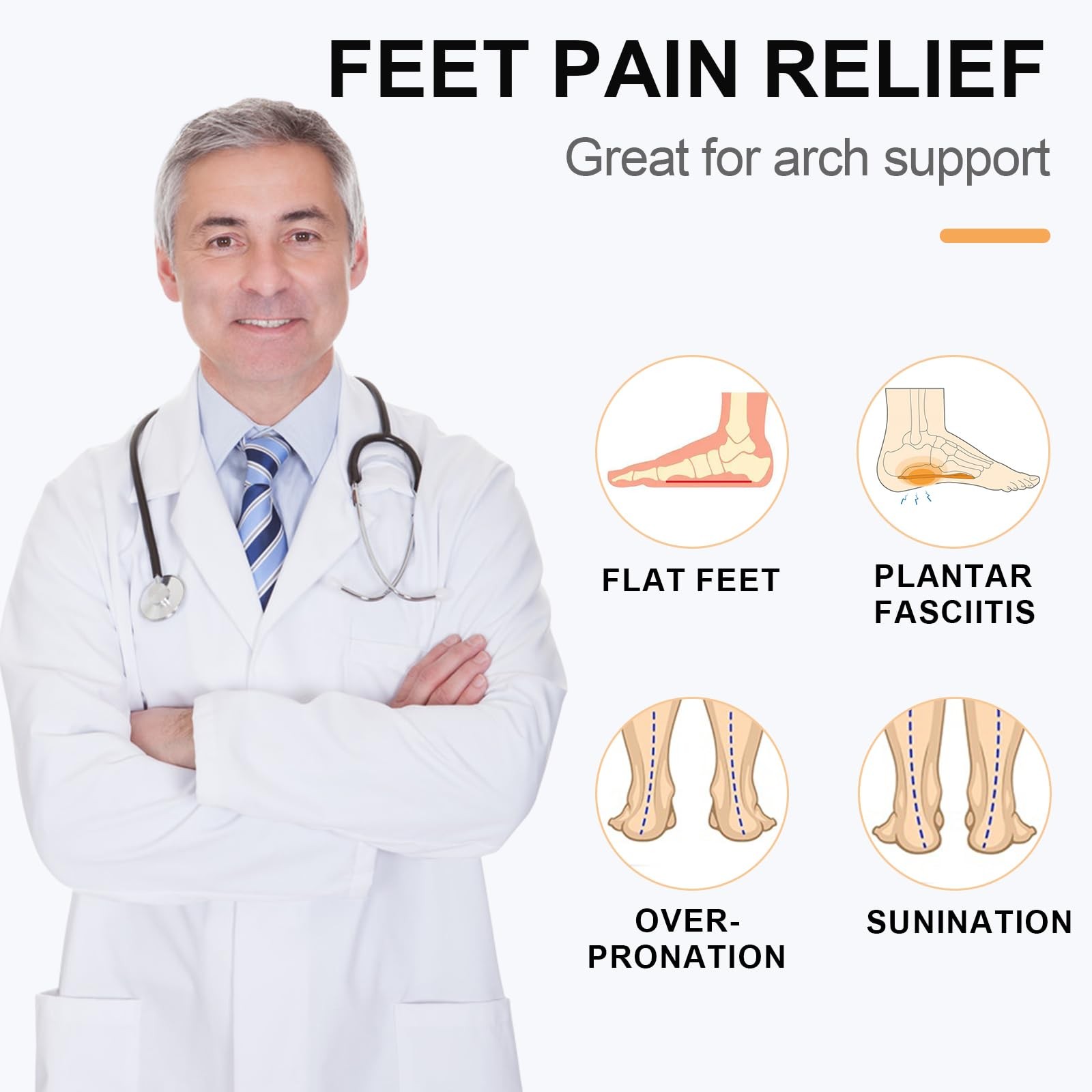 BIGGCOOL Arch Support Bands Adjustable for Flat Feet Pain Relief Compression