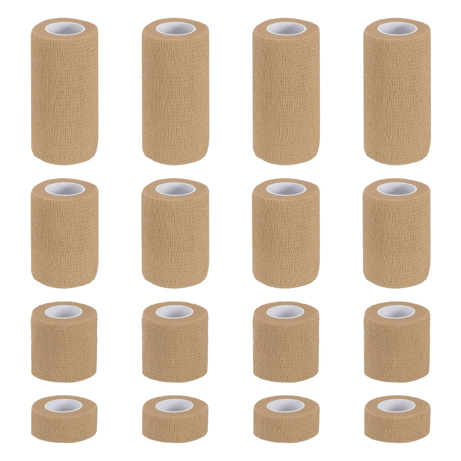 1″/2″/3″/4″ 16 Pcs 5 Yard Self Adhesive Bandage Wrap Self Tape Light Skin