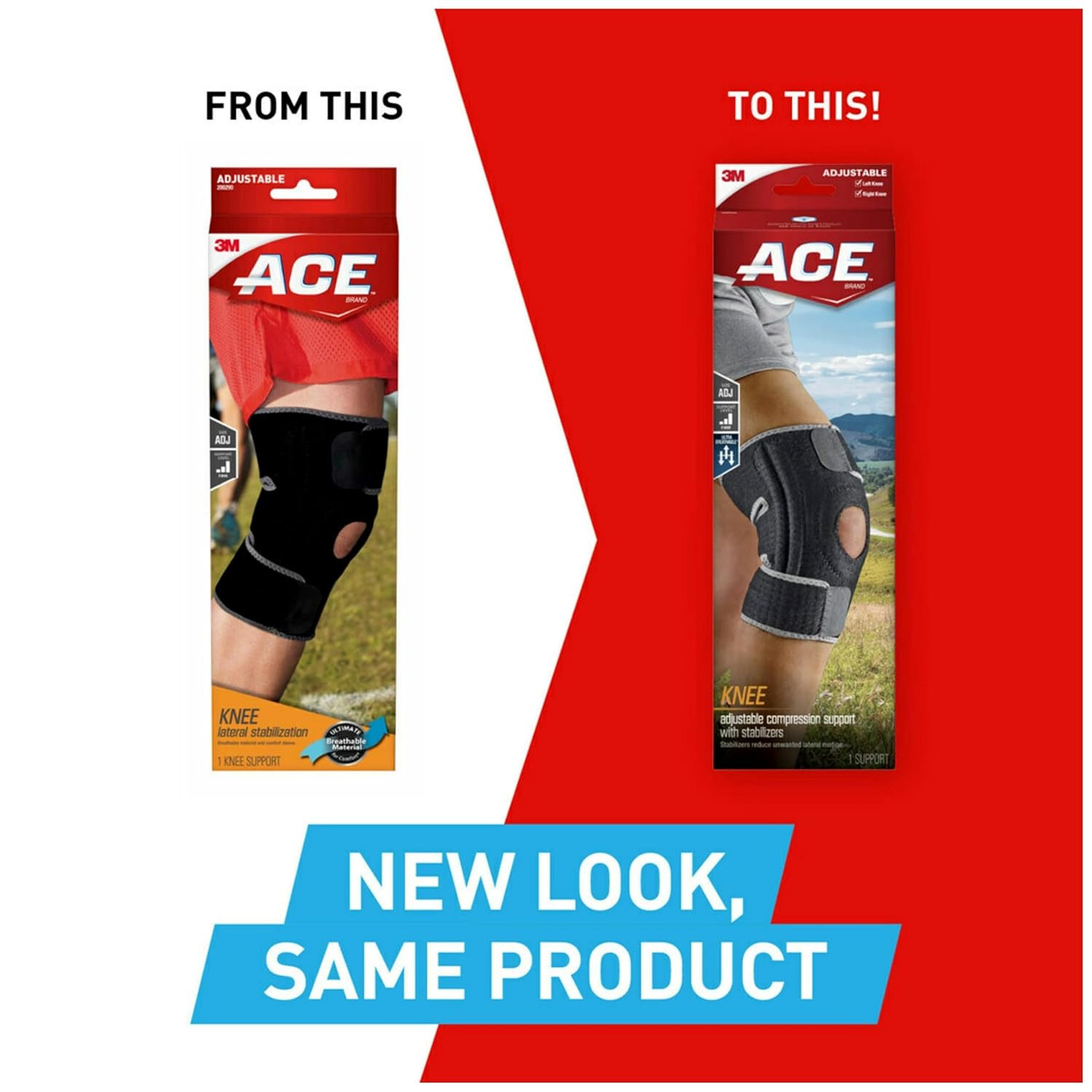 Adjustable Knee Brace with Side Stabilizers Provides Support & Compression