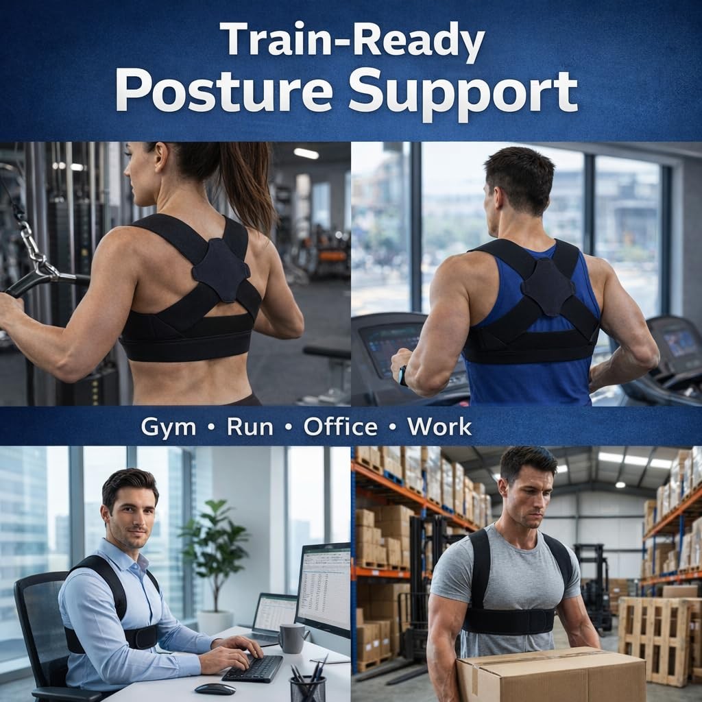 Posture Corrector for Men – Lightweight Upper Back Brace M:31”-36”, Black